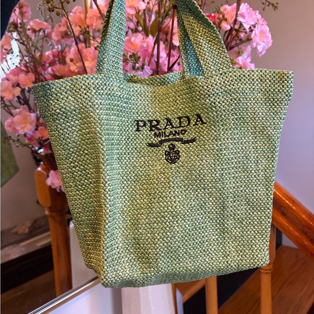 Prada Milano Sage Green Raffia Tote – VIP / GWP - Picture 1 of 6